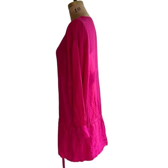 Pink silk drawstring waist Oversized blouse - Quarters size small - Picture 4 of 12